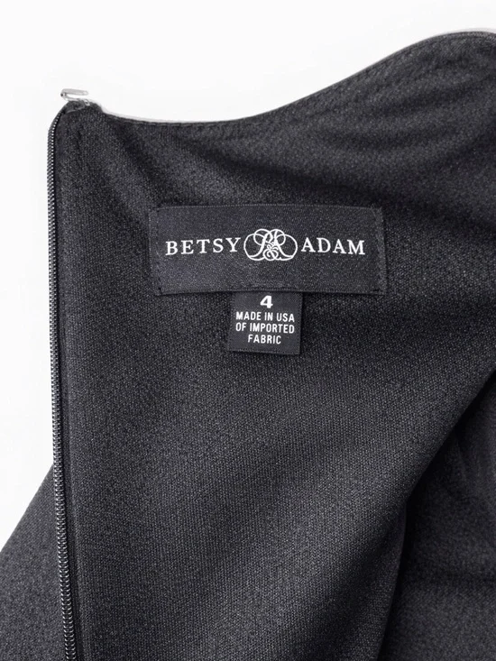 Betsy & Adam Black Ruffle Cocktail Dress 💋 Classy Date Night Midi Dress - Picture 2 of 4